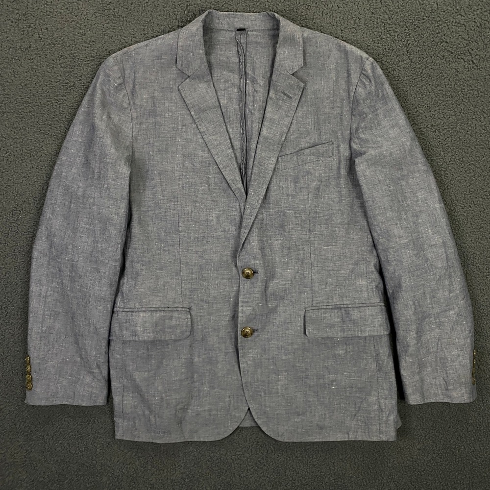 J.Crew Ludlow Blazer Mens 40S Blue Linen Cotton Somelos Sport Coat Unstructured
